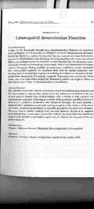 Vorschauseite 1: Lebensqualität demenzkranker Menschen
