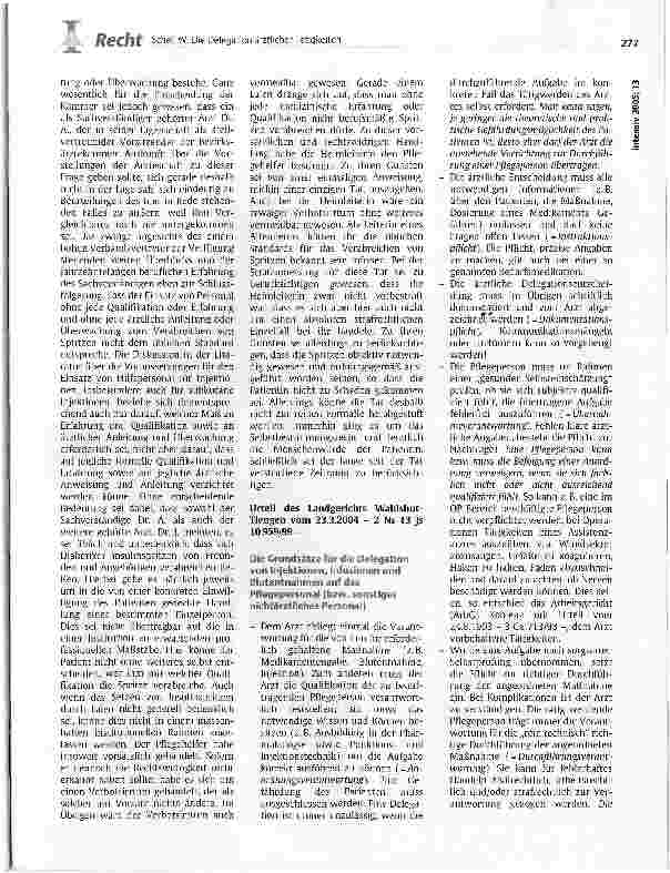Vorschauseite 2: Die Delegation ärztlicher Tätigkeiten an nicht qualifiziertes Personal ist rechtswidrig und kann strafrechtliche Folgen haben