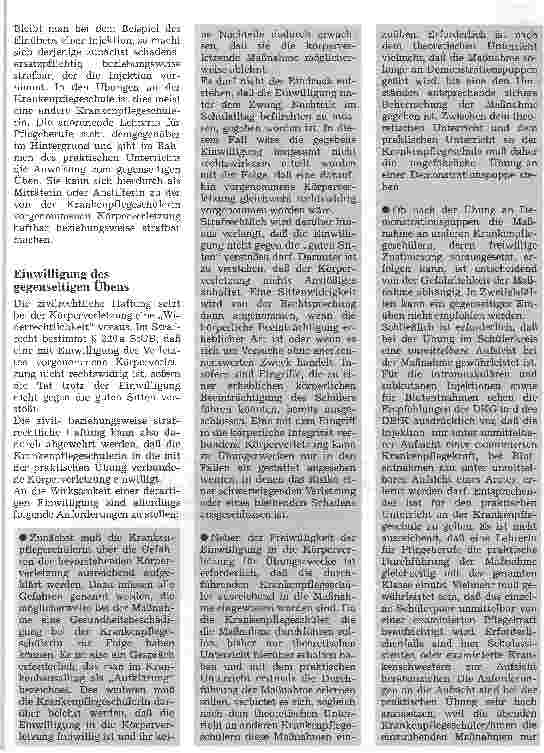 Vorschauseite 2: Müssen Krankenpflegeschüler Eingriffe in den Körper dulden?