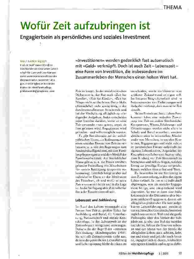 Vorschauseite 1: Wofür Zeit aufzubringen ist Engagiertsein als persönliches und soziales Investment