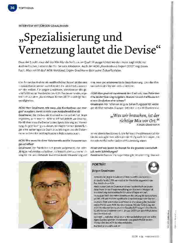 Vorschauseite 1: Spezialisierung und Vernetzung lautet die Devise