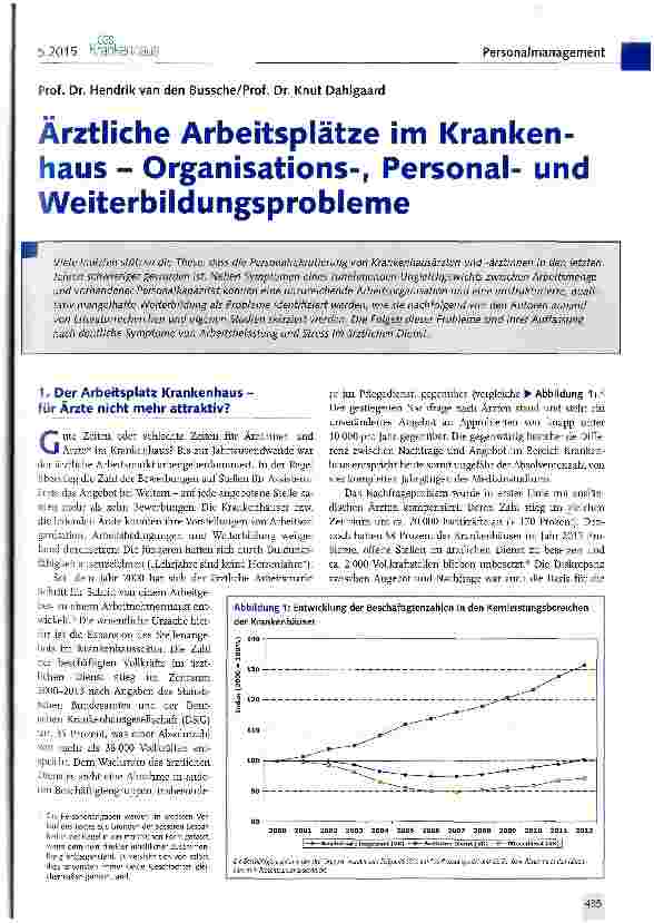 Vorschauseite 1: Ärztliche Arbeitsplätze im Krankenhaus - Organisations-, Personalund Weiterbildungsprobleme