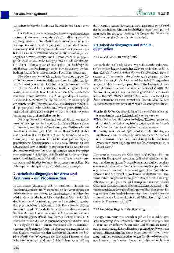 Vorschauseite 2: Ärztliche Arbeitsplätze im Krankenhaus - Organisations-, Personalund Weiterbildungsprobleme
