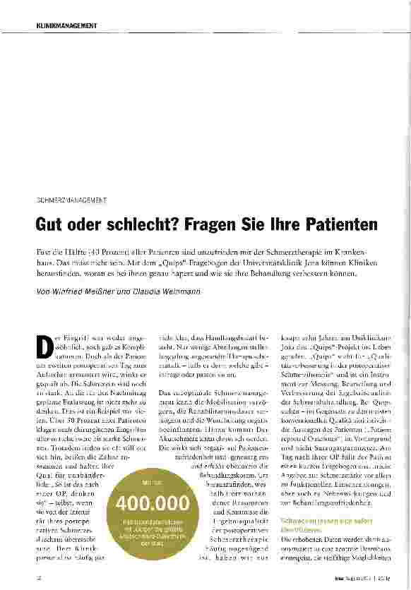 Vorschauseite 1: Gut oder schlecht? Fragen Sie Ihre Patienten
