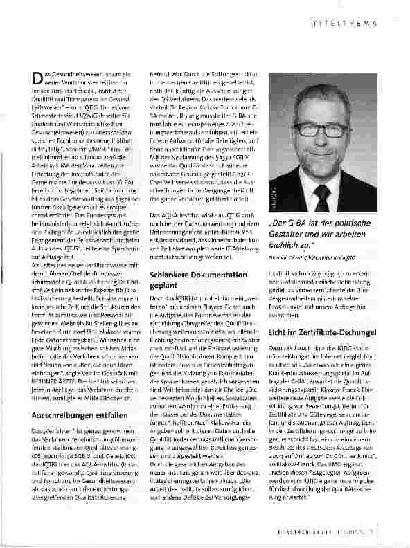 Vorschauseite 2: Qualitätssicherung zwischen engen Banken