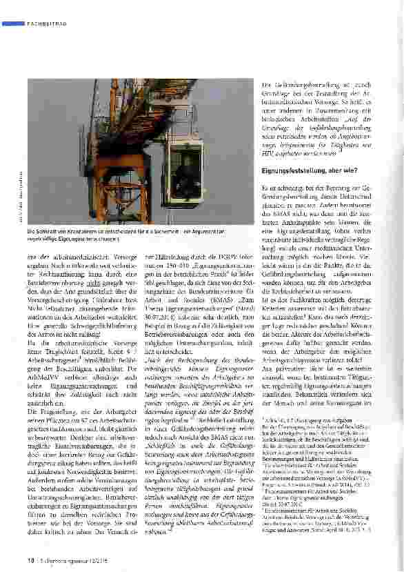 Vorschauseite 3: Die Verordnung zur arbeitsmedizinischen Vorsorge aus Sicht der Fachkraft für Arbeitssicherheit