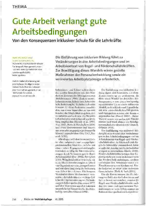 Vorschauseite 1: Gute Arbeit verlangt gute Arbeitsbedingungen