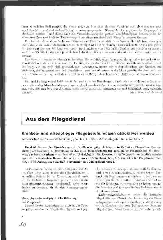 Vorschauseite 1: Krankenund Altenpflege: Pflegeberufe müssen attraktiver werden Wesentliche Ergebnisse des Forschungsprojekts Arbeitsmarkt für Pflegekräfte veröffentlicht