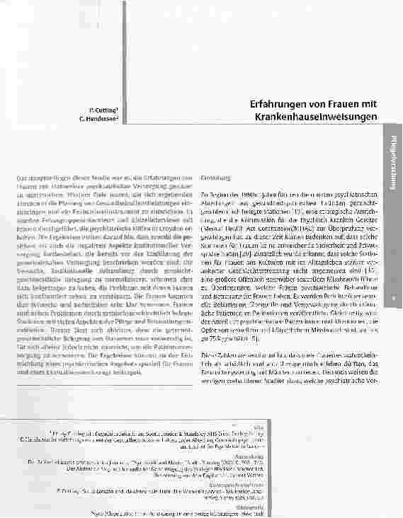 Vorschauseite 1: Erfahrungen von Frauen mit Krankenhauseinweisungen