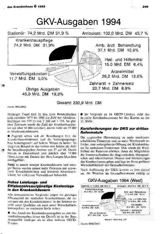 Vorschauseite 3: Krankenhausleistungen signifikant gestiegen/Ausgabenanteil stabil Mehr Ärzte in Krankenhäusern als in freier Praxis Kernforderungen der DKG zur dritten Reformstufe