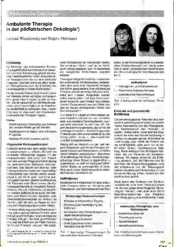 Vorschauseite 1: Ambulante Therapie in der pädiatrischen Onkologie