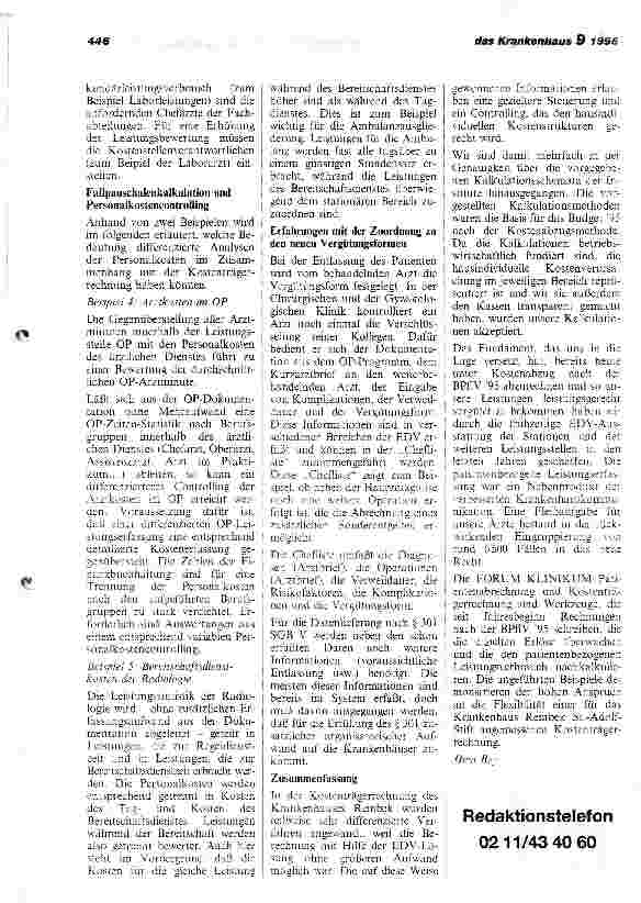 Vorschauseite 3: Erfahrungen des Krankenhauses Reinbek St. Adolf-Stift bei der Ermittlung des Budgets 1995 nach der Kostenabzugsmethode