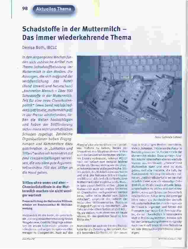 Vorschauseite 1: Schadstoffe in der Muttermilch -Das immer wiederkehrende Thema