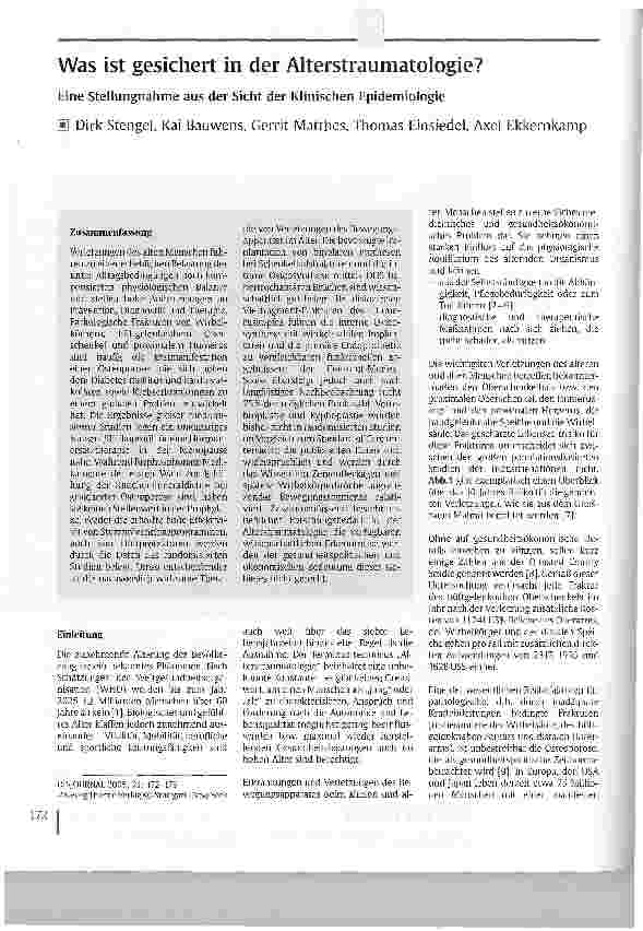 Vorschauseite 1: Was ist gesichert in der Alterstraumatologie?Eine Stellungnahme aus der Sicht der Klinischen Epidemiologie