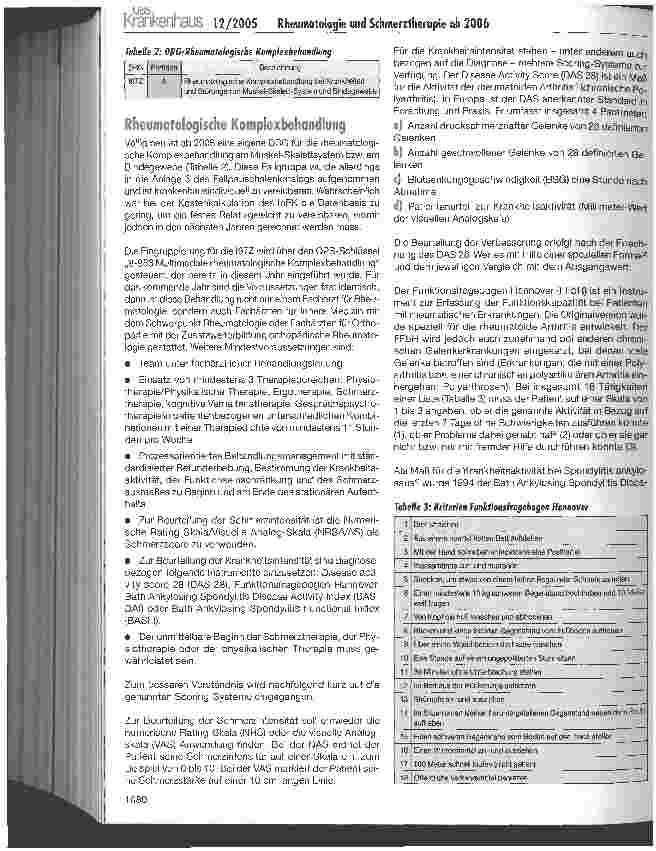 Vorschauseite 2: Rheumatologie und Schmerztherapie ab 2006 -ein Überblick