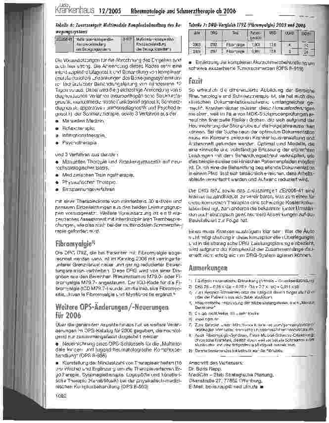 Vorschauseite 4: Rheumatologie und Schmerztherapie ab 2006 -ein Überblick