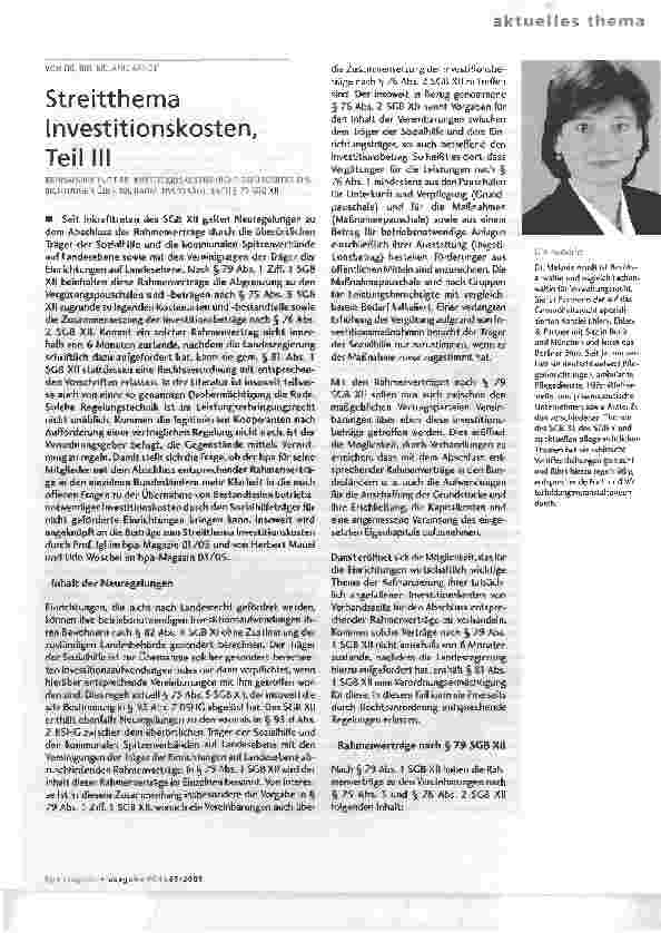 Vorschauseite 1: Streitthema Investitionskosten, Teil IV