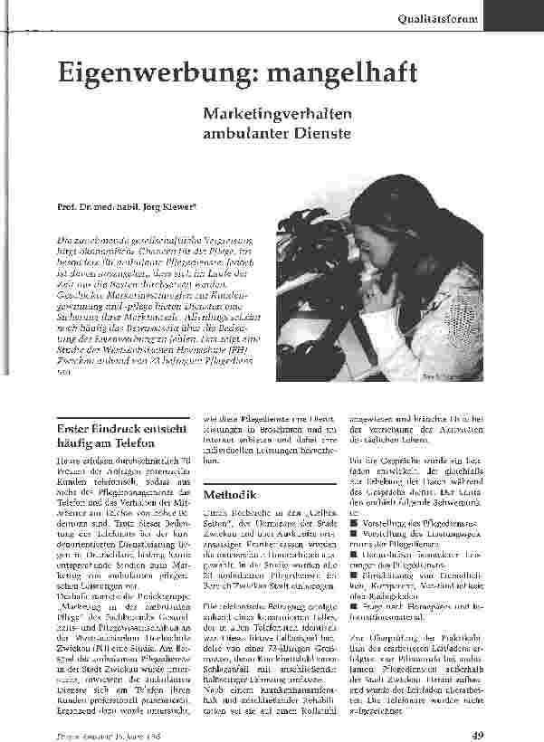 Vorschauseite 1: Eigenwerbung: mangelhaft