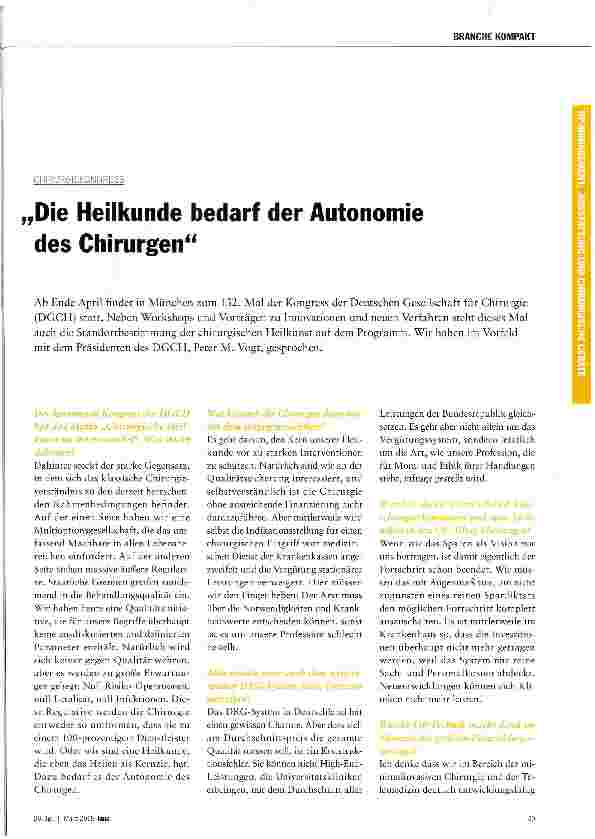 Vorschauseite 1: Die Heilkunde bedarf der Autonomie des Chirurgen