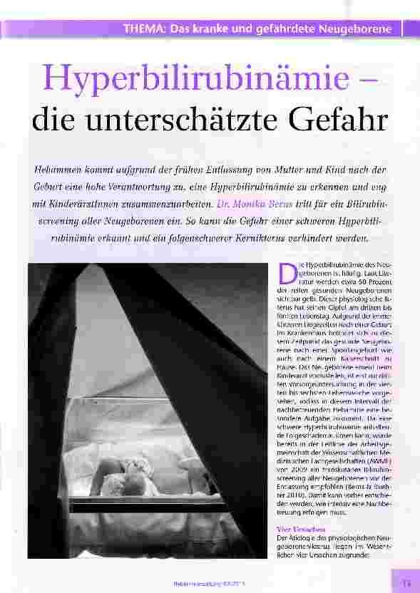 Vorschauseite 1: Hyperbilirubinämie die unterschätzte Gefahr
