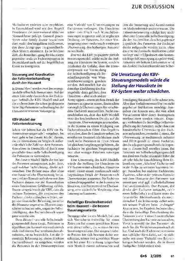 Vorschauseite 3: Sind Hausärzte „Grundversorger oder Primärärzte?