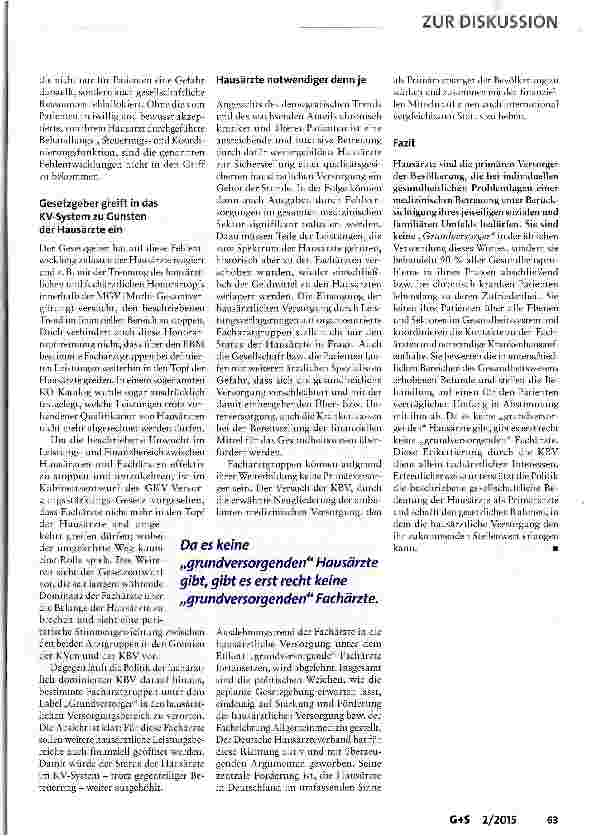 Vorschauseite 5: Sind Hausärzte „Grundversorger oder Primärärzte?