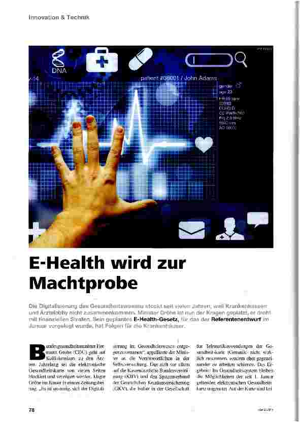 Vorschauseite 1: E-Health wird zur Machtprobe