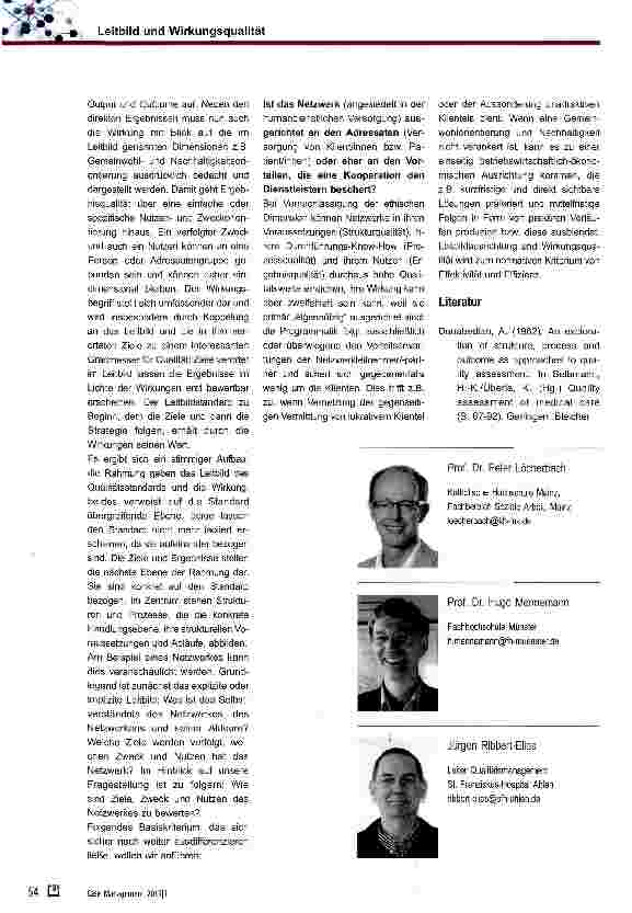 Vorschauseite 2: Leitbild und Wirkungsqualität - neue Dimensionen in der Qualitätsdiskussion?