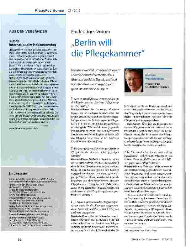 Vorschauseite 1: „Berlin will die Pflegekammer