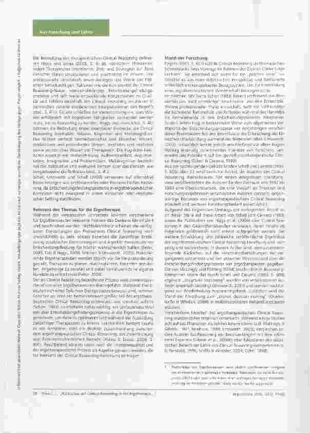 Vorschauseite 2: Rückschau auf Clinical Reasoning in der Ergotherapie