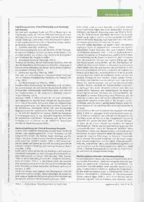 Vorschauseite 3: Rückschau auf Clinical Reasoning in der Ergotherapie