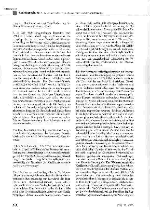 Vorschauseite 3: Zur Verfassungsgemäßiheit der Genehmigung einer vorläufigen Unterbringung zwecks medikamentöser Zwangsbehandlung nach § 1906 BGB