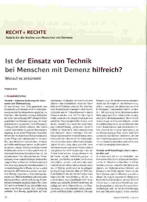 Vorschauseite 1: Ist der Einsatz von Technik bei Menschen mit Demenz hilfreich?