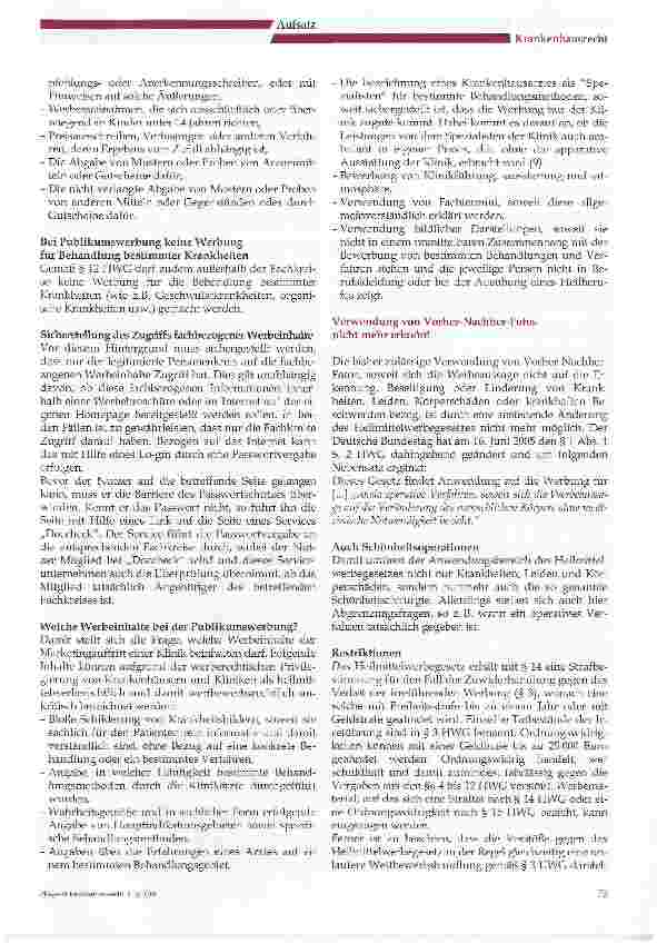 Vorschauseite 3: Klinikwerberecht - Marketing und Strategie