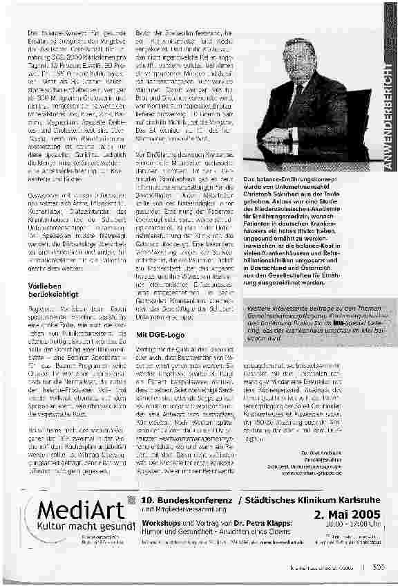 Vorschauseite 2: Bei Patienten beliebt: Vollkornbrot und ÄpfelIm Sankt Gertrauden Krankenhaus ist das Patientenessen zertifiziert