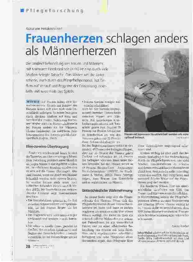 Vorschauseite 1: Koronare HerzkrankheitFrauenherzen schlagen anders als Männerherzen