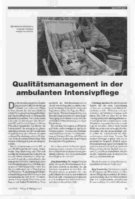 Vorschauseite 1: Qualitätsmanagement in der ambulanten Intensivpflege