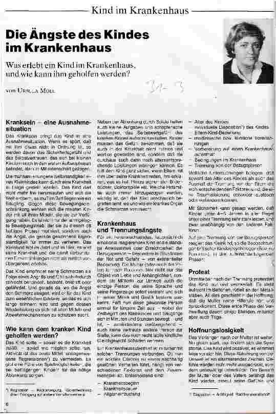 Vorschauseite 1: Die Ängste des Kindes im Krankenhaus Was erlebt ein Kind im Krankenhaus und wie kann man ihm helfen?