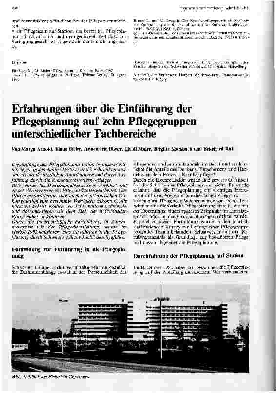 Vorschauseite 1: Erfahrungen über die Einführung der Pflegeplanung auf zehn Pflegegruppen unterschiedlicher Fachbereiche