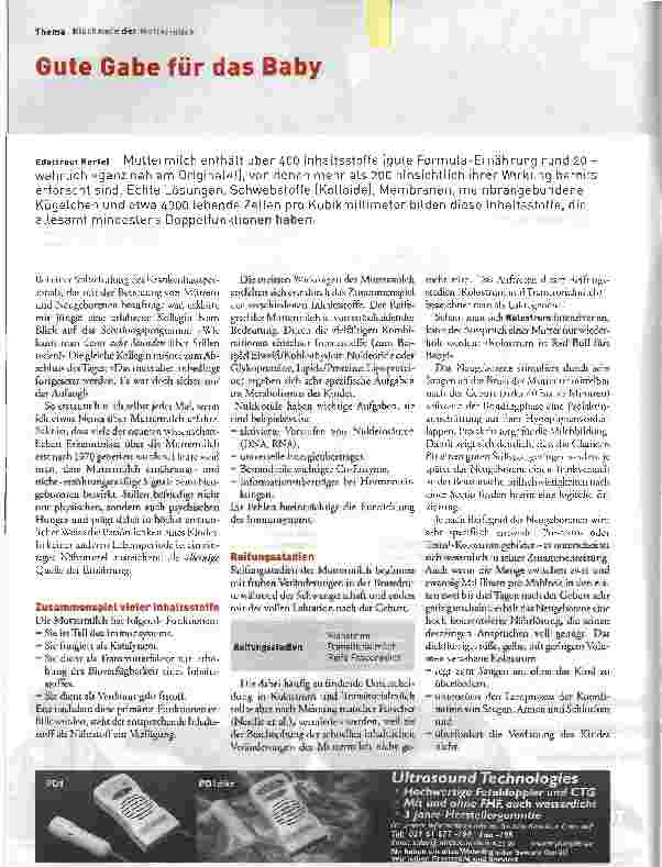 Vorschauseite 1: Gute Gabe für das BabyBiochemie der Muttermilch