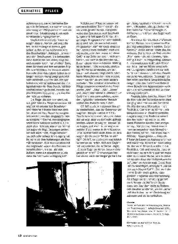 Vorschauseite 3: Vom Ich zum DuODER, WARUM VALIDIERENDE PFLEGE DEN ANDEREN SO NIMMT, WIE ER IST!