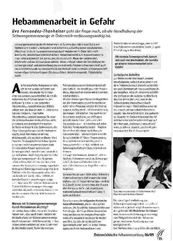 Vorschauseite 1: Hebammenarbeit in Gefahr
