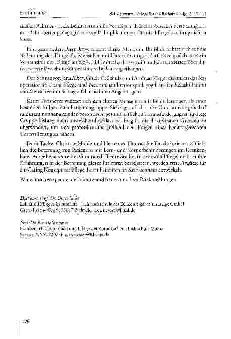 Vorschauseite 2: Schwerpunkt: Pflege und Behinderung