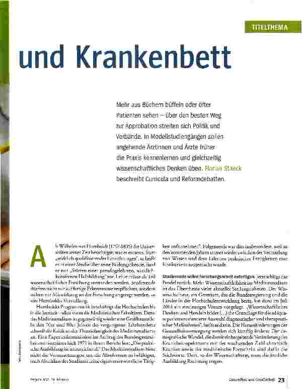 Vorschauseite 2: Zwischen Hörsaal und Krankenbett