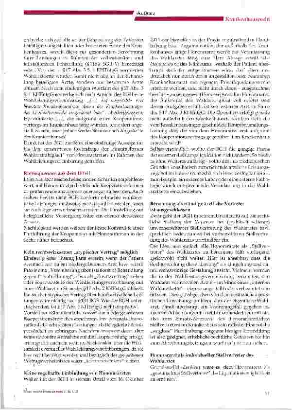 Vorschauseite 2: Wahlärztliche Leistungen und „Honorarärzte Das Machtwort des BGH und was bleibt