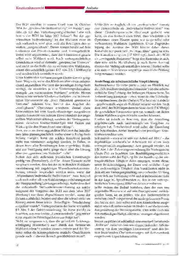 Vorschauseite 3: Wahlärztliche Leistungen und „Honorarärzte Das Machtwort des BGH und was bleibt