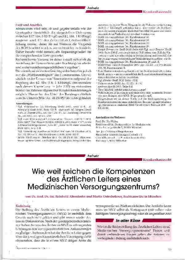 Vorschauseite 4: Wahlärztliche Leistungen und „Honorarärzte Das Machtwort des BGH und was bleibt