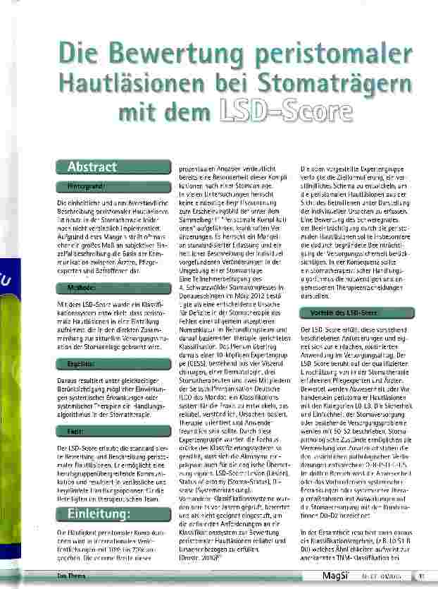 Vorschauseite 1: Die Bewertung peristomaler Hautläsionen bei Stomaträgern mit dem LSD-Score