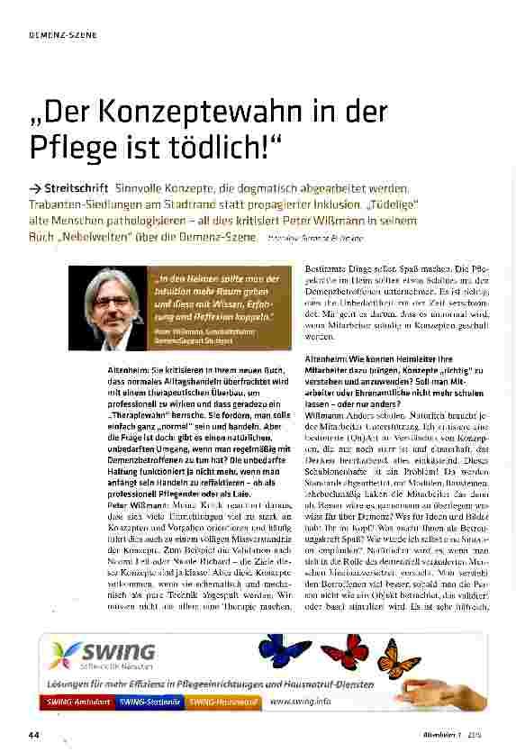 Vorschauseite 1: Der Konzeptewahn in der Pflege ist tödlich!
