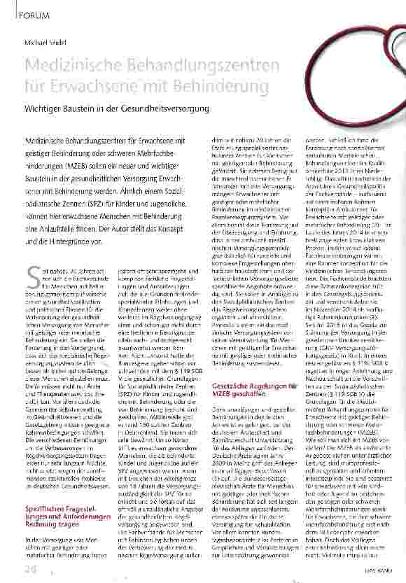 Vorschauseite 1: Medizinische Behandlungszentren für Erwachsene mit Behinderung